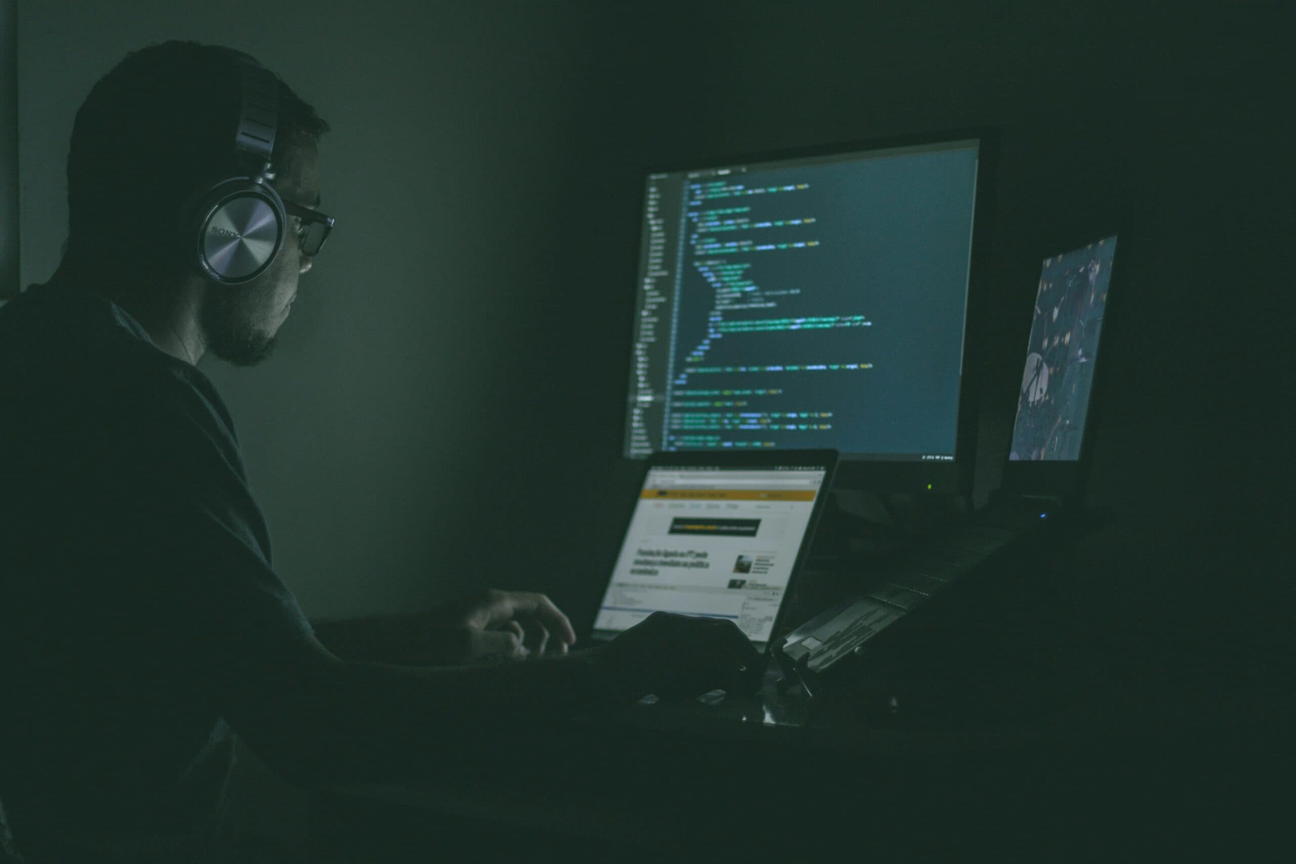 guy coding at night